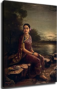 KhVhvs Raja Ravi Varma - Radha In The Moonlight Canvas Wall Decor Art Painting Prints on Modern Posters Prints Artwork for Living Room, Bathroom,Bedroom,Home 8x10inch,Unframed