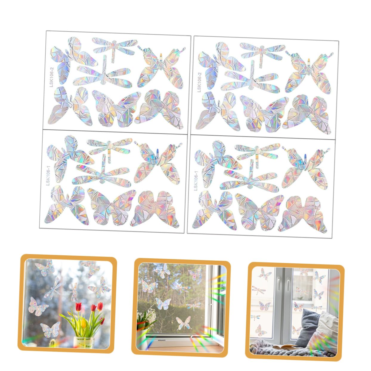 Alipis 8sätze Selbstklebende Fensteraufkleber Schmetterlingsform Vogelschutz Und Dekoration Für Fenster -rainbow Effekt Einfach Zu Anbringen Schutz Für Vögel Und Tiere