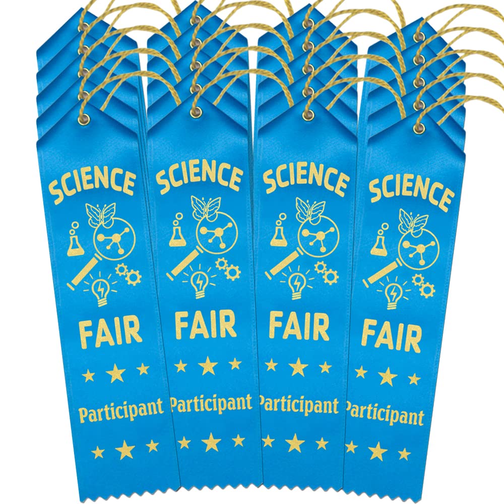 RibbonsNow Science Fair Participant Ribbons - 500 Island Blue Ribbons with Card & String