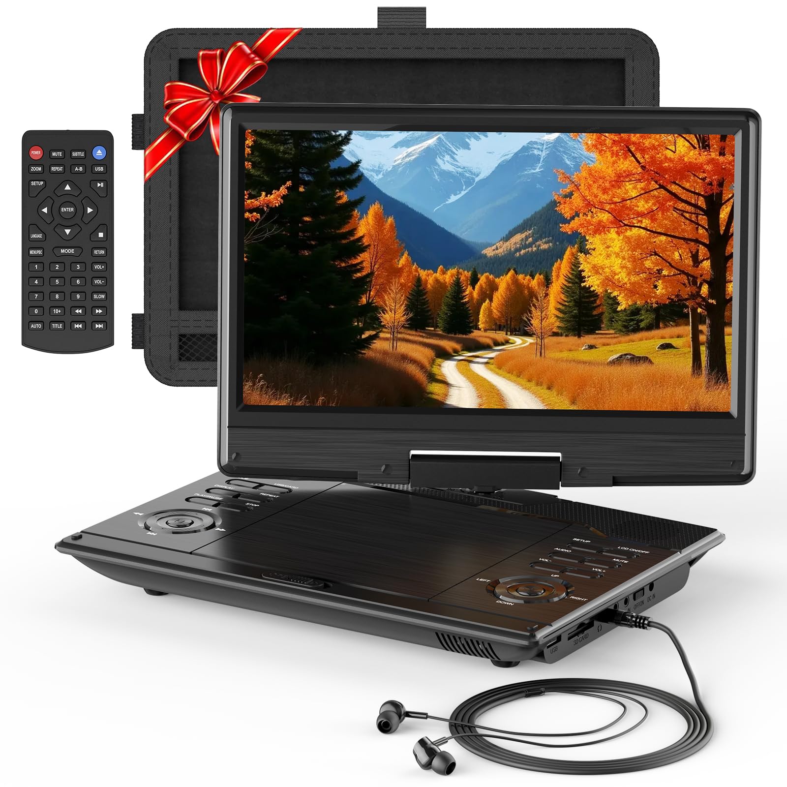 13.5" Portable DVD Player for Kids and Car with 11.6" Screen &amp; Headphones,4-6 Hours Working Time,Car DVD Player with Headrest Mount,Remote Control,Dual Speakers,Region Free,Support Sync TV/USB/SD/AV