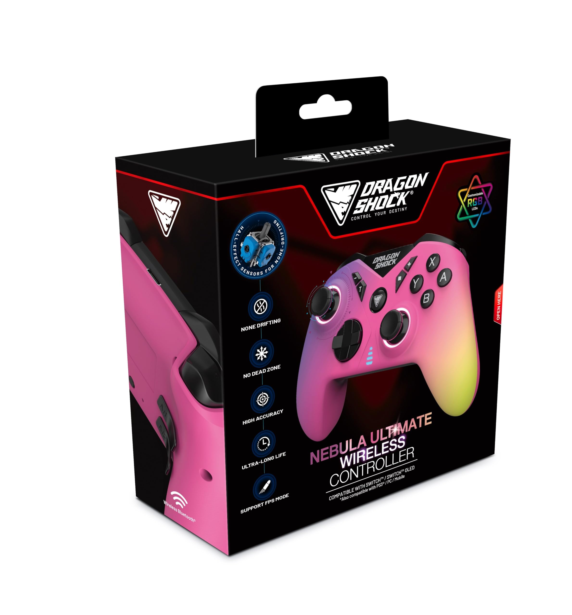 DragonShock NEBULA PRO - Manette sans Fil Pro Candy pour Nintendo Switch, Switch Lite, Switch OLED, PS3, PC et Android