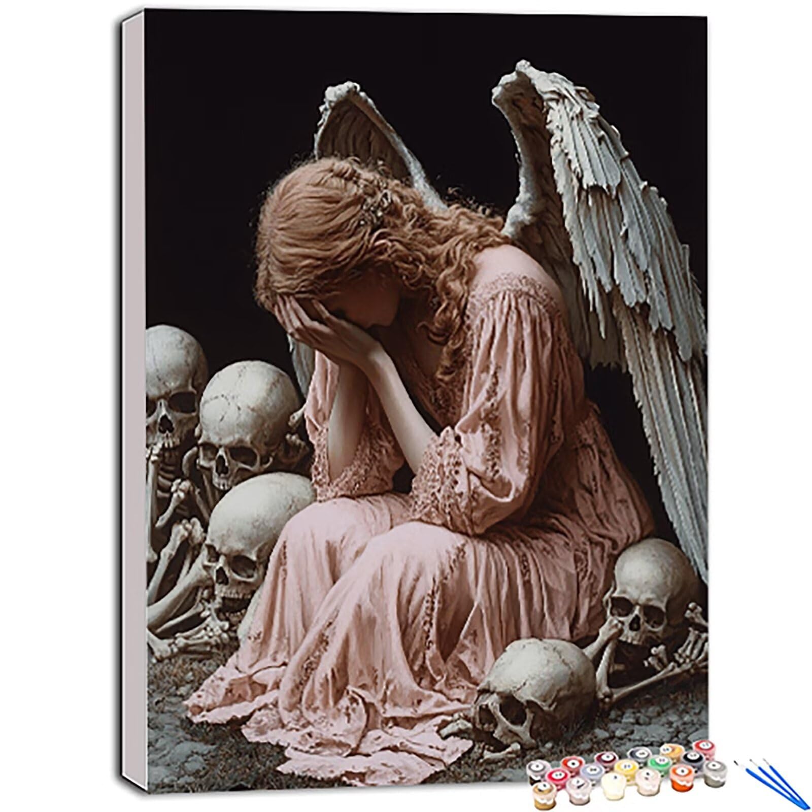 Amazon | 数字油絵 天使, ペイントバイナンバー スケルトン, Paint by