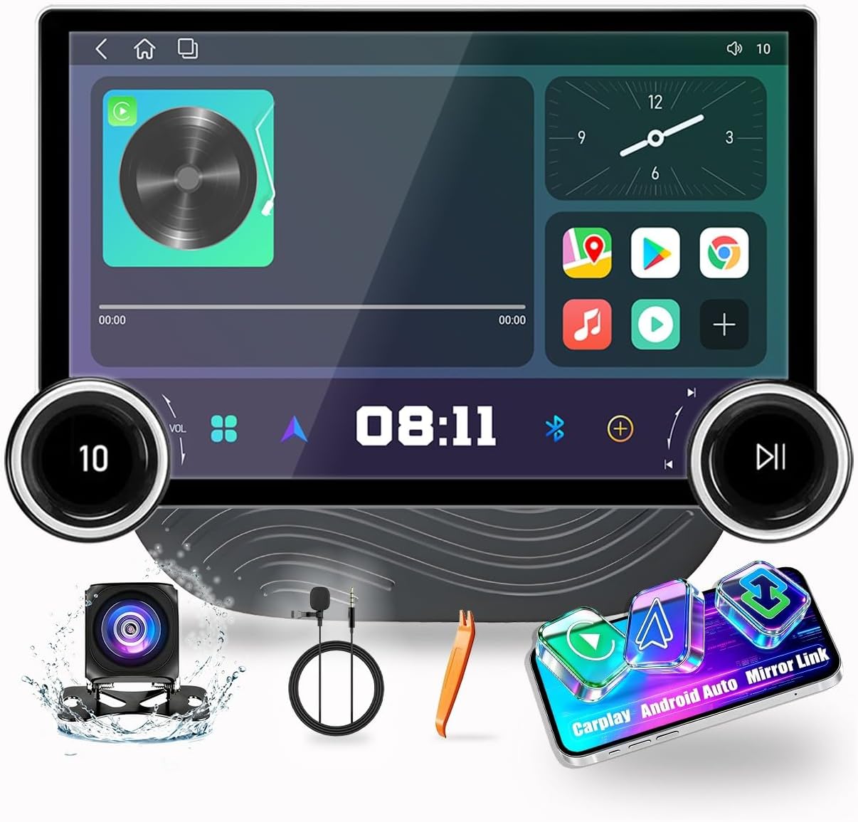 for Chevrolet Malibu 2016-2018 Physical Display Knobs CarPlay/Android Auto Autoradio FM Radio Navigation Stereo Pad Player GPS 11.8" QLED Touch Screen BT WiFi 2 Din Headunit Tablet Octa Core 4G+64G