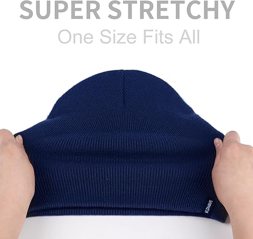 Miniatura 2 de Gorros de lana para mujeres y hombres, unisex, de punto suave, con puños, diseño de calavera, elástico, color sólido, sombreros de invierno