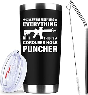 ATHAND Gun 20 oz Insulated Tumblers with Lid & Straw | Double Wall Stainless Steel Vacuum Wine Tumbler Coffee Mug | Novelty Birthday Gifts Idea (Black)