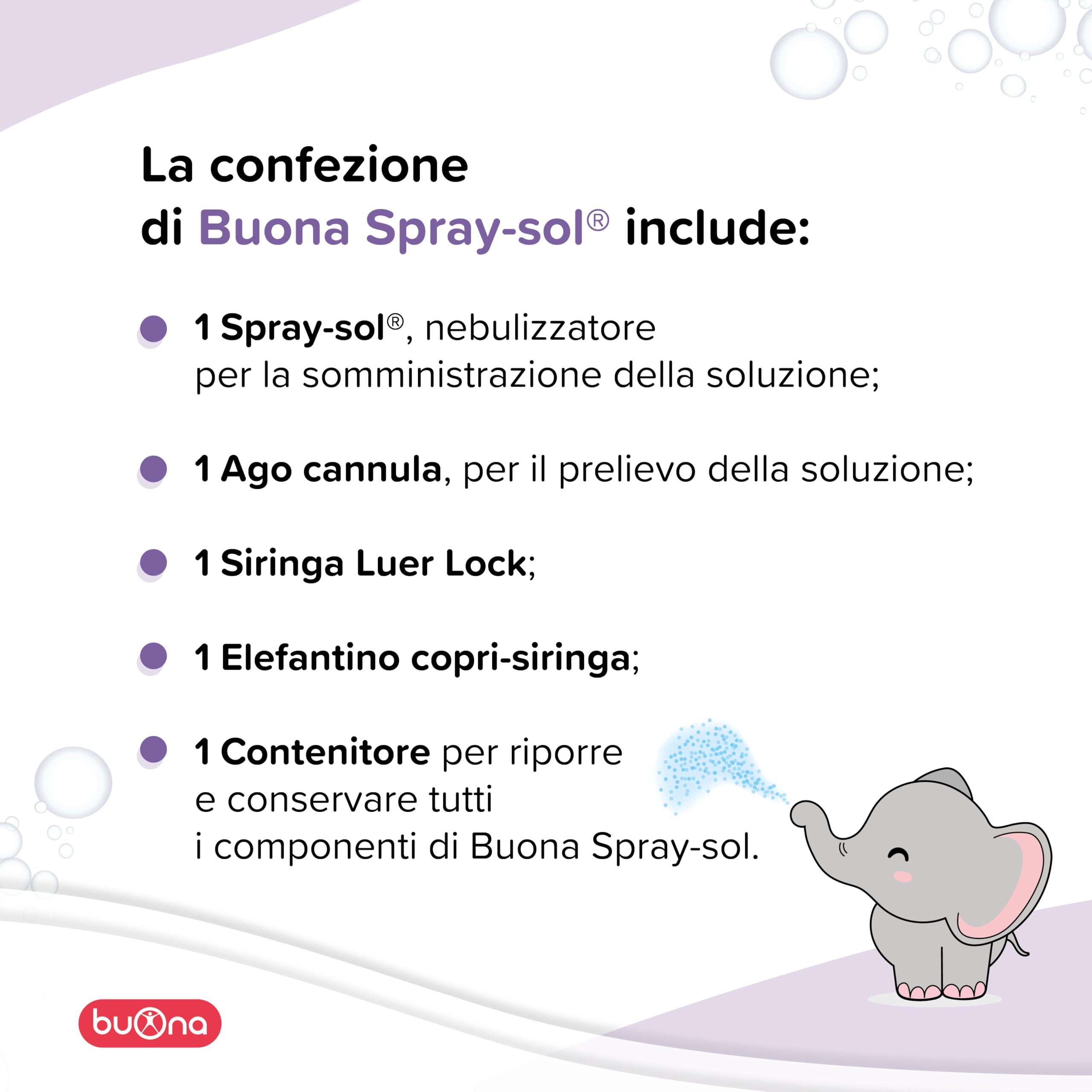 Buona Spray Sol Dispositivo Medico per Lavaggi Nasali Bambini e Adulti Nebulizzatore per Lavaggi Neonato, a Partire dai 3 Mesi di Età, per Vie Respiratorie, Lavaggio Nasale Bambini