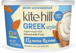 Kite Hill Plain Unsweetened Greek-Style Yogurt 16oz: Dairy-Free, Vegan, 17g Protein, 0g Sugar