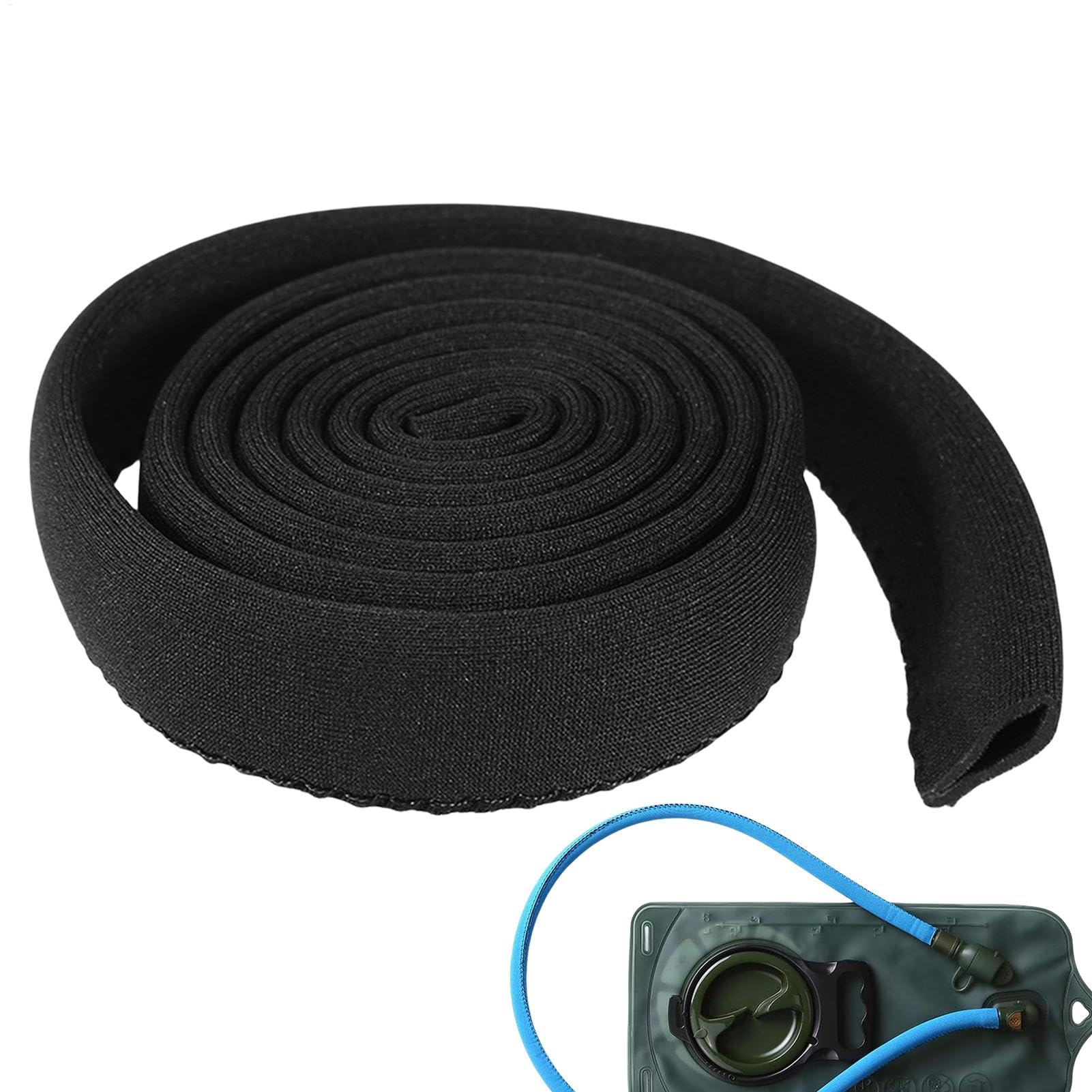 Copertura per tubo, sacca d'acqua isolata, protezione in gomma per tubo di idratazione, scudo resistente alle intemperie, bevanda termica per antigelo e protezione UV, (90 cm, nero) per escursionismo,