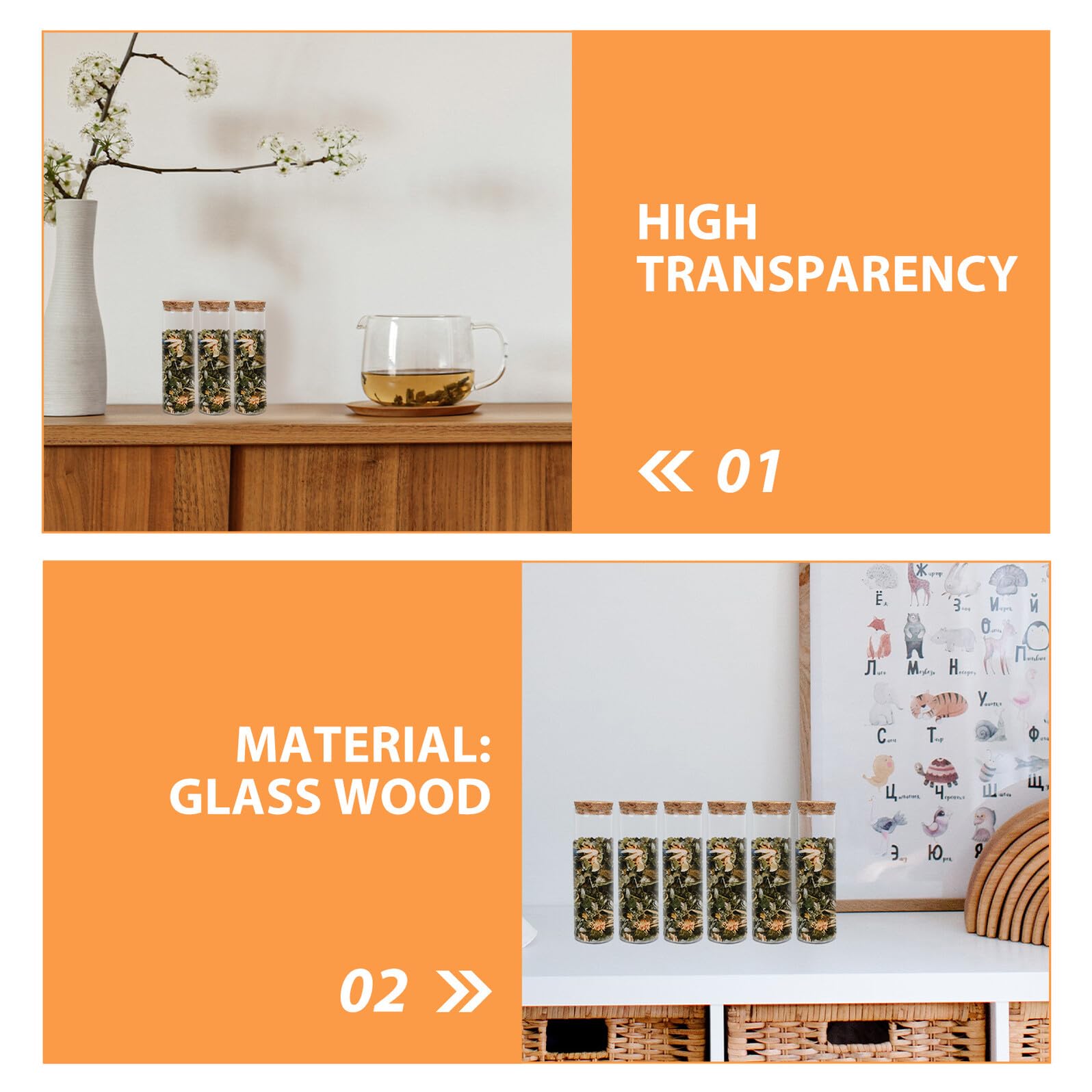 DOITOOL 40 Tubos de Ensayo de Vidrio Transparentes con Tapón de Corcho Frascos de Almacenamiento de 30 Ml Fondo Plano Ideales para Manualidades Decoración del Hogar y Fiestas Paquete