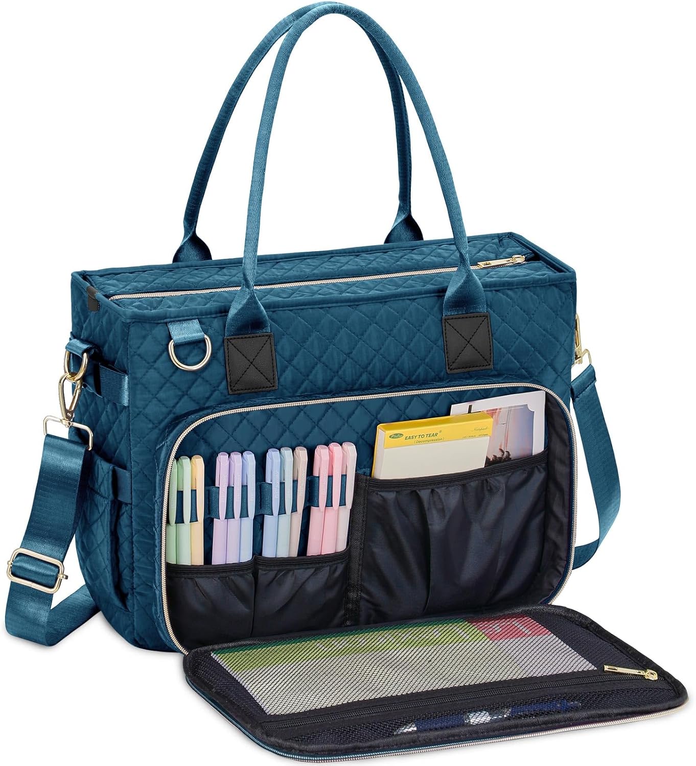 FIORETTO Teacher Tote Bag for Women with Laptop Compartment, Large Cup Holder, Zip Closure, Ideal for Work, Bible, Nurse - Image 2