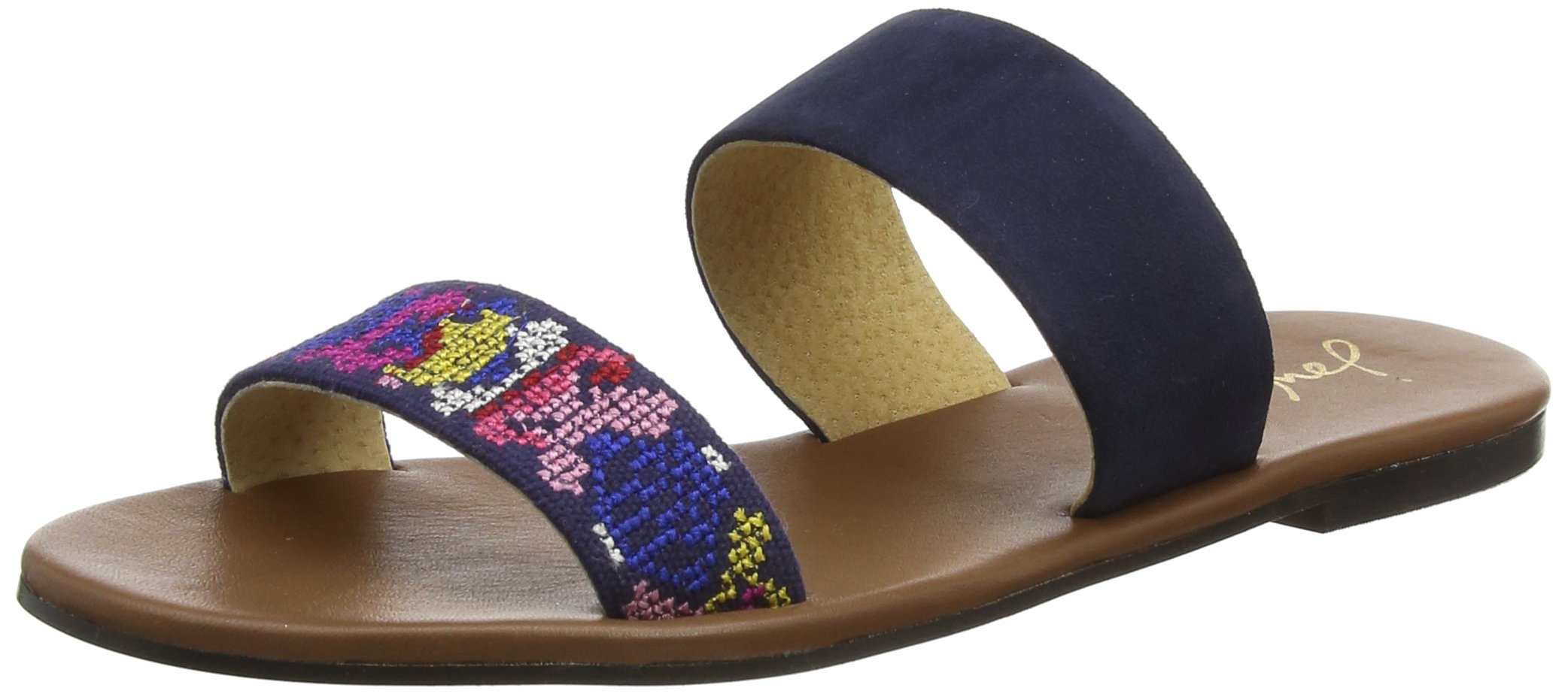 Joules Women's FENTHORPE Sandal, french navy embroidery, 10 Medium US