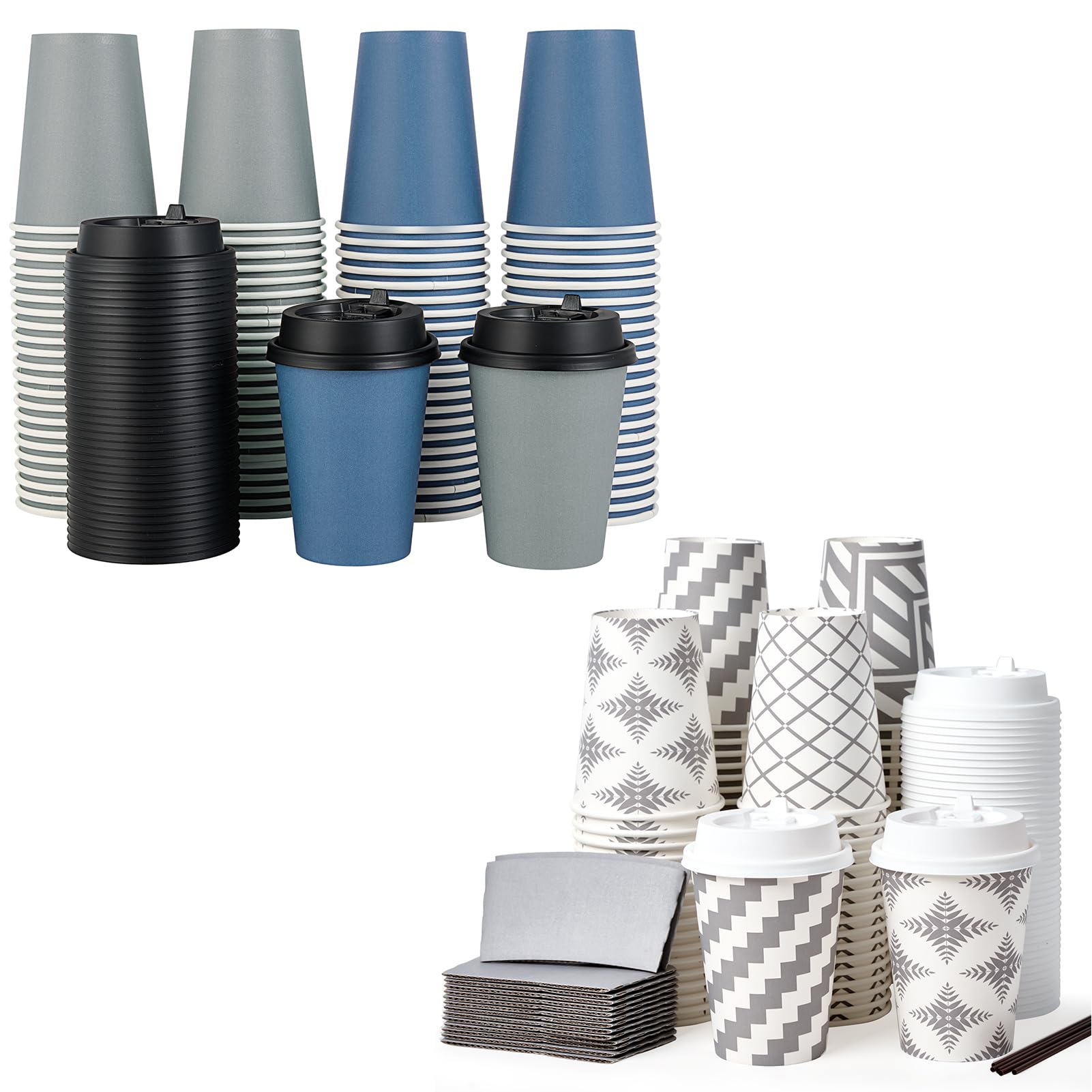 LITOPAK 100 Pack 12 oz Paper Coffee Cups, Drinking Cups for Coffee, Water, Juice, or Tea. Hot Paper Coffee Cups for Home, Restaurant, Store, and Cafe.