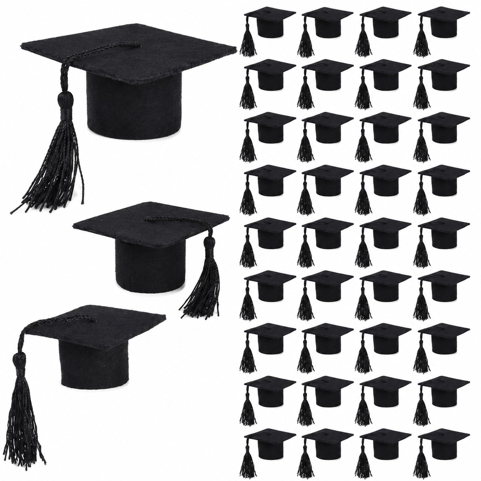 Mini chapeaux de remise de diplôme LUOZZY noirs pour décoration bouteille de fête (40 pièces)