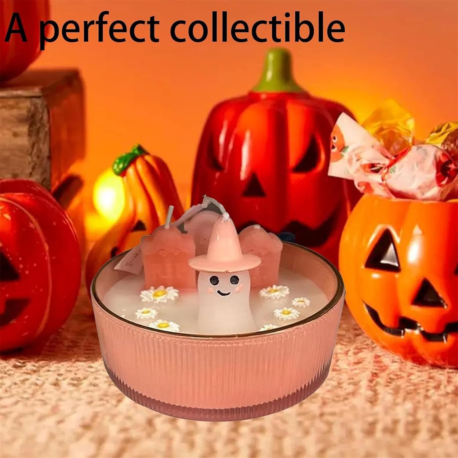 Pink Ghost Candle, Scented Pink Ghost Graveyard Candle, Halloween Pink Ghost Candle Decor, Cute Halloween Candle for Halloween Favors (2pcs)