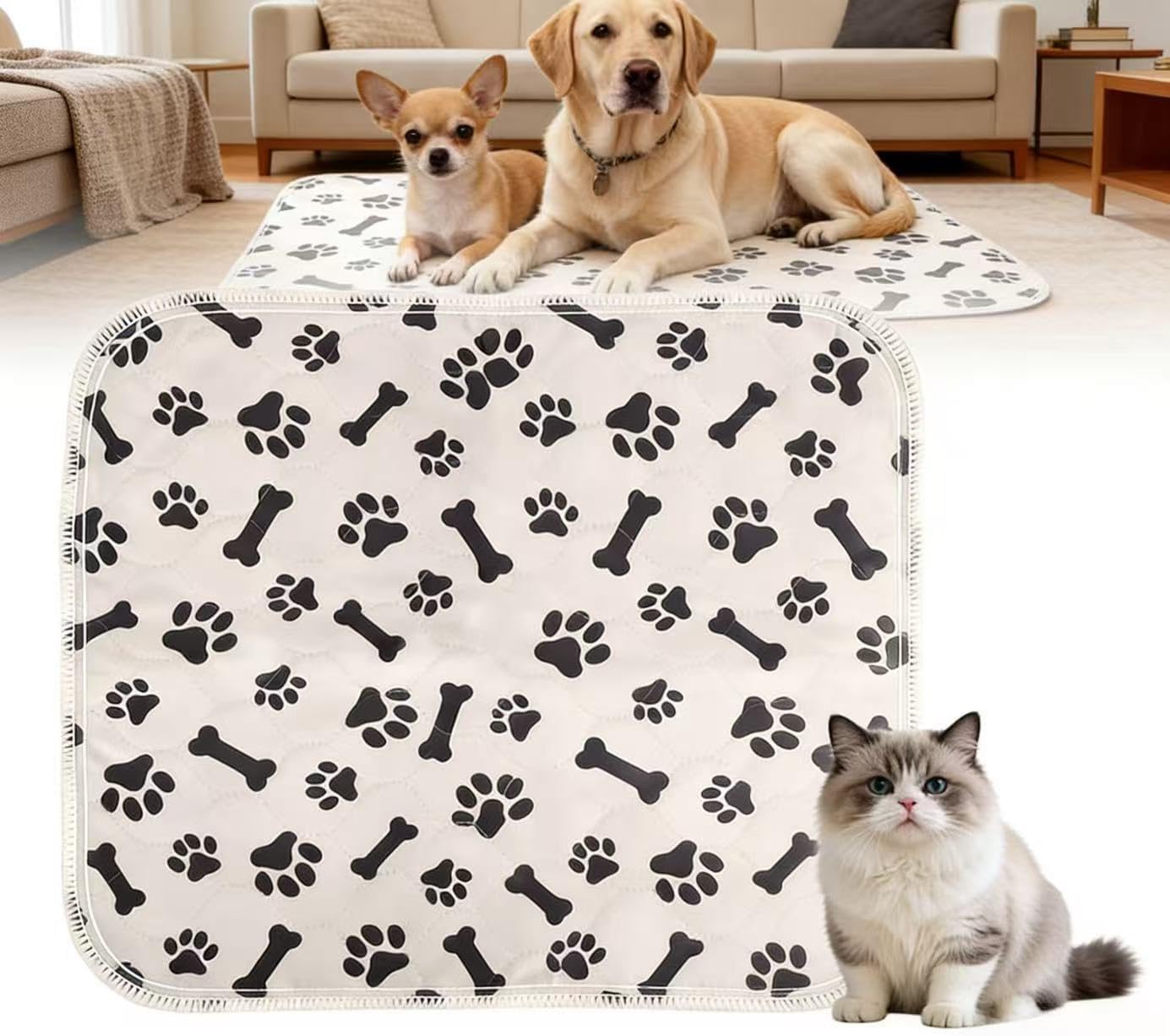 Washable Pee Pads for Dogs & Cats, Reusable Waterproof Super Absorbent Non-Slip Leak-Proof Pet Training Pads for Potty Training & Whelping (Brown, 48X48 Inch (Pack of 2))