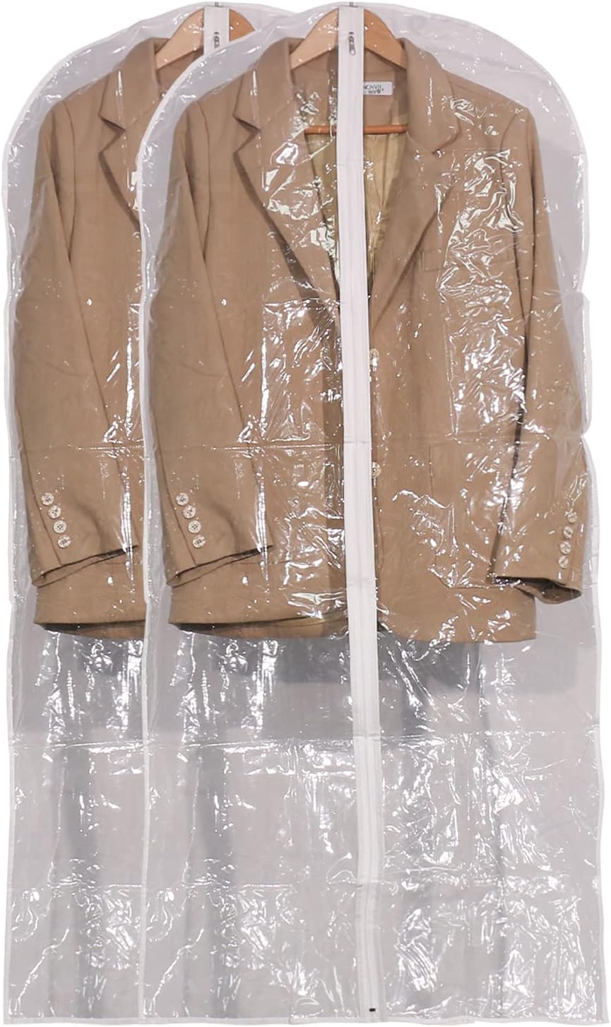 Plastic Garment Bags Clear Garment Covers Suit Cover Bags (2 Pack 23.6”x49.2