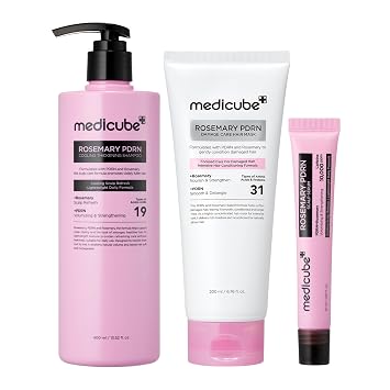 medicube Rosemary PDRN Healthy Hair Trio Shampoo, Conditioner, and Scalp Serum Full Set | Scalp Care, Deep Damage Care, and Glow | Korean Hair Care