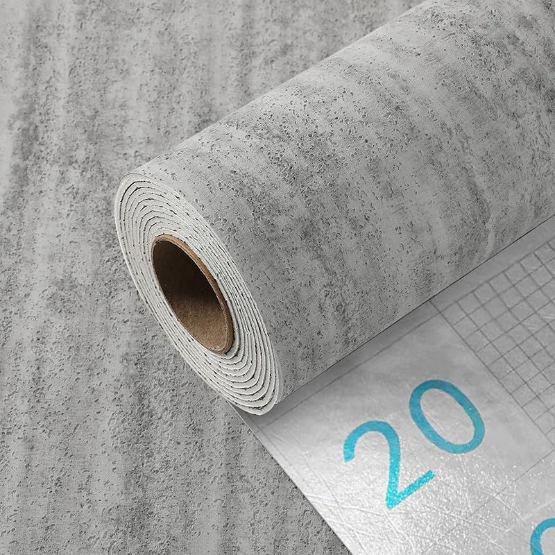 Grey Self Adhesive Wallpaper Concrete Look Thermal Wallpaper 4 Roll=52 sq.ft Peel and Stick Thicken Cement Texture Wallpaper Waterproof Insulating Wall paper for Kitchen,Living Room,Bathroom โ image 1