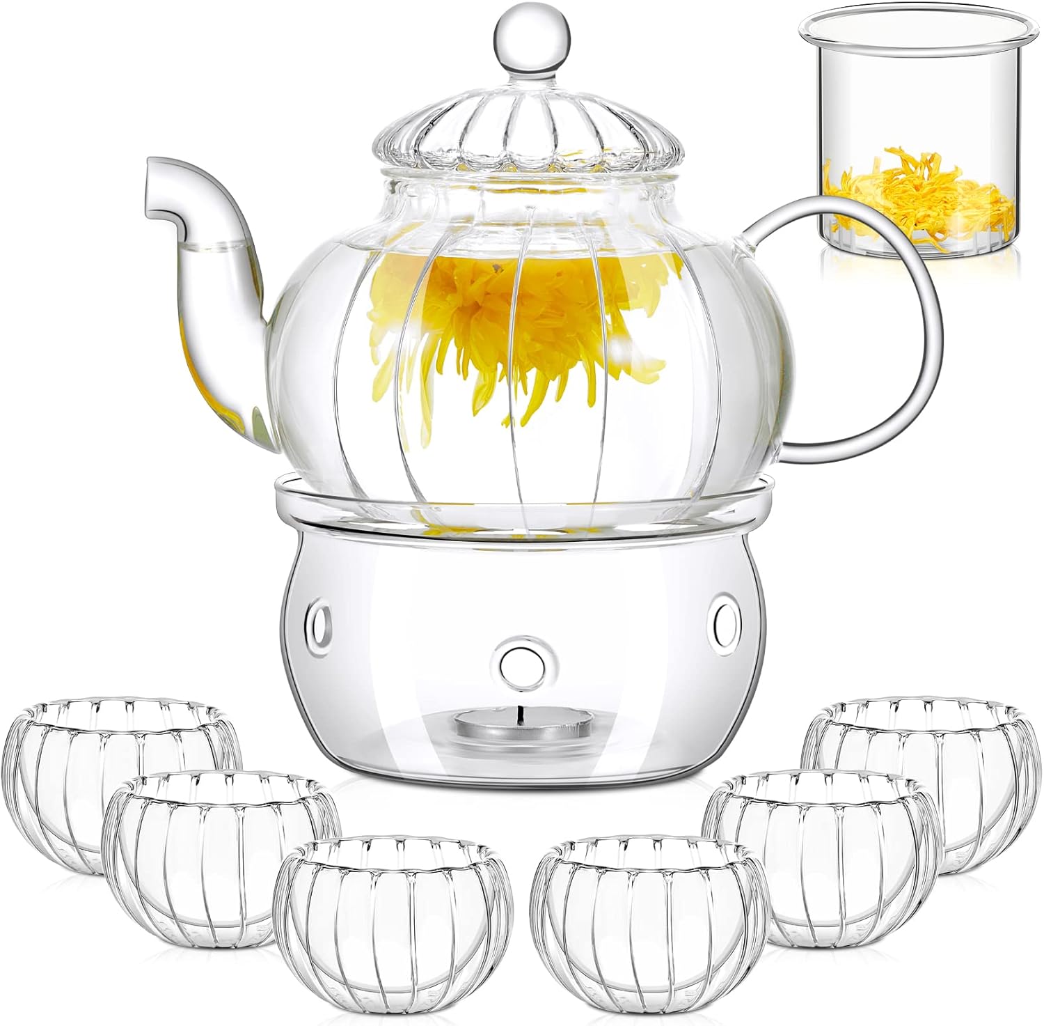 Zubebe Glass Teapot Set Including Clear Glass Teapot Glass