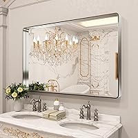 Vista 65 de LOAAO - Espejo de baño con marco de metal negro de 28x36 pulgadas para pared, espejo de tocador de baño negro mate estilo granja, antióxido, se