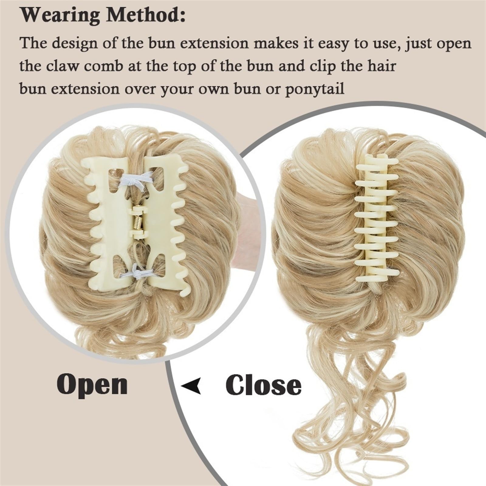 Dutt-Haarteile für Frauen, synthetischer Dutt-Klauen-Chignon für Frauen, unordentliche, lockige Haar-Dutt-Teile, Clip-in-Pferdeschwanz-Haarverlängerungen, flauschige natürliche falsche Pferdeschwanz