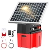 Solar-Powered Electric Fence Charger with Alarm,1.2 Joule Output, Up to 20 Miles Coverage,12000mAh Battery &10W Solar Panel Energizer for Livestock & Predator Deterrence
