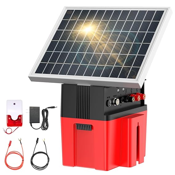 Solar-Powered Electric Fence Charger with Alarm,1.2 Joule Output