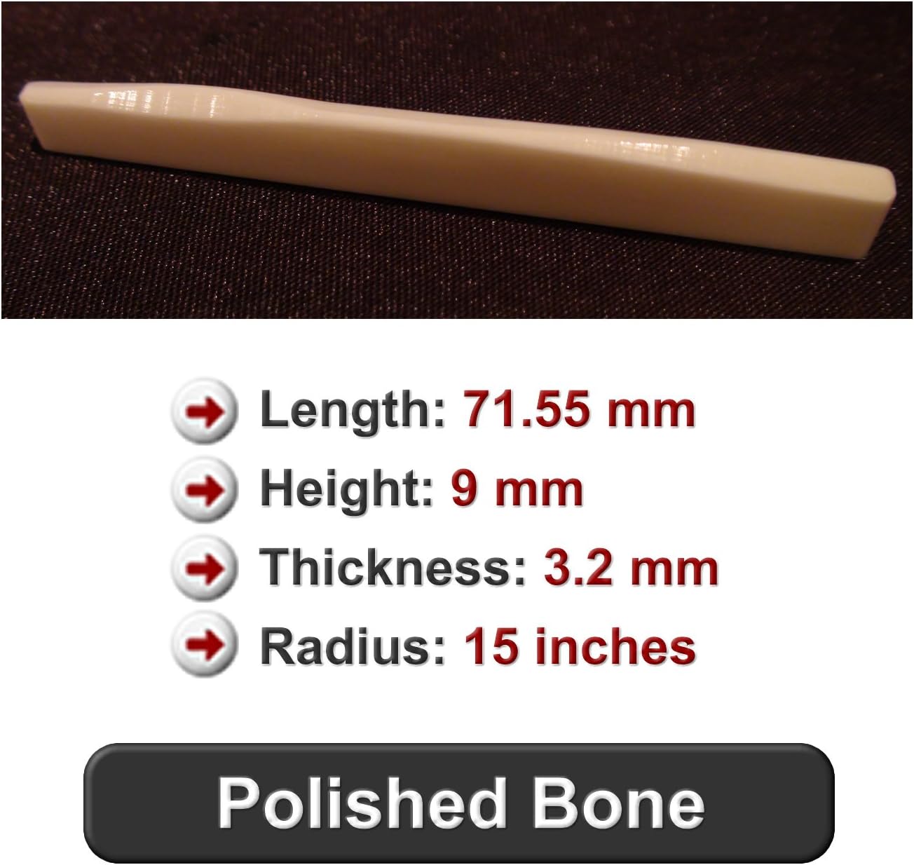 Polished Bone Saddle - Fits Many Taylor® Guitars - Wave Style Compensation