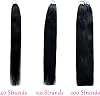 Mechones de cabello humano liso para ganchillo, negro natural, 18" | 40 hebras, 100% cabello humano virgen, mechones de ganchillo Feather sin nudos invisibles pre-ensortijados 5