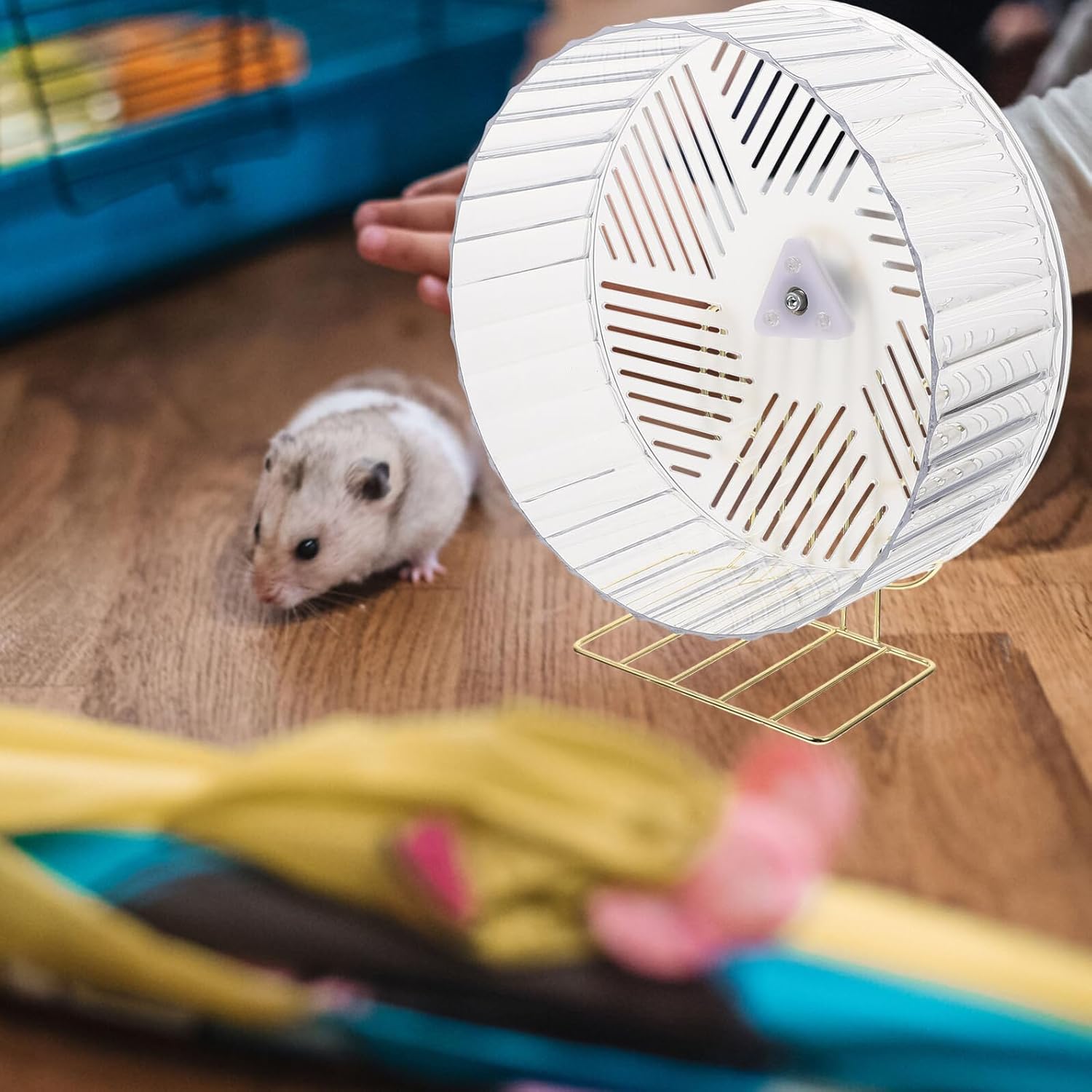Compact Silent Hamster Running Wheel with Stand for Small Pets Exercise for Hedgehogs Chinchillas Gerbils and Mice Relieves Boredom and Promotes Activity Random Color