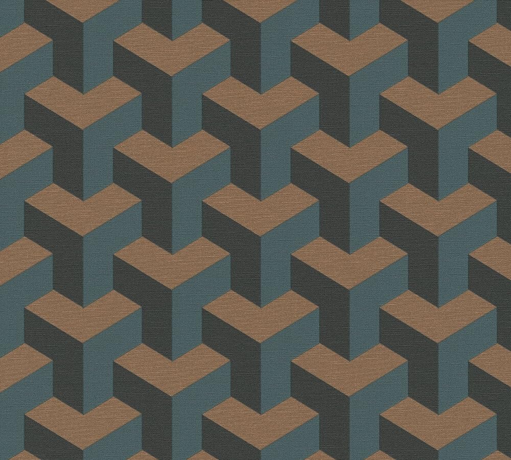 livingwalls papier peint intissé à effet métallique en bleu, vert, noir, rosé, métallisé – papier peint de design contemporain 10,05 x 0,53 m – 781502