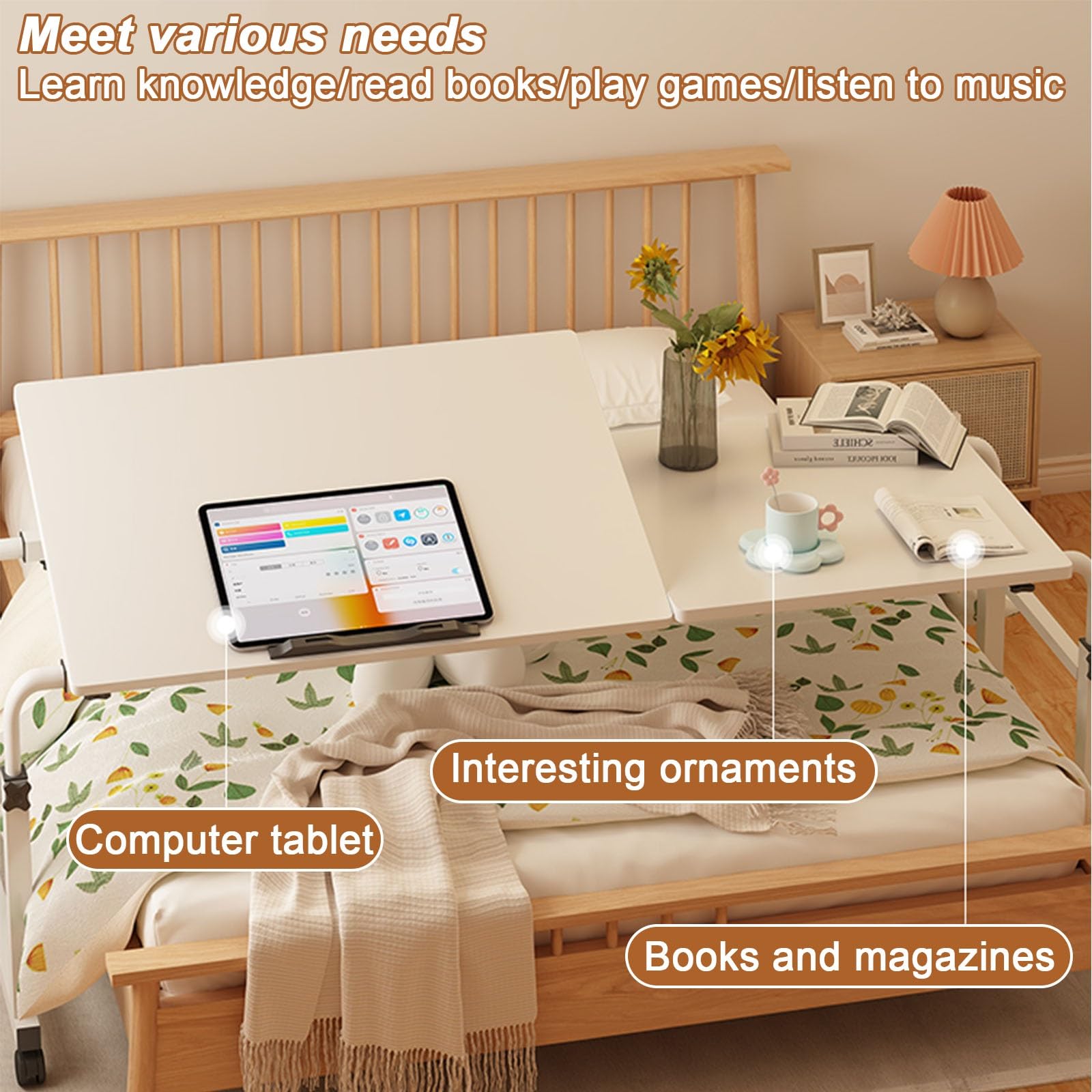 ホワイト マッサージテーブル 調整可能 Amazon.co.jp: ベットテーブル、高さ調節オーバーベッドテーブル