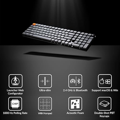Miniatura 2 de Keychron K17 Max 96% Layout QMKLauncher Teclado mecánico con cable ultra delgado inalámbricotipo C con retroiluminación RGB, interruptor marrón
