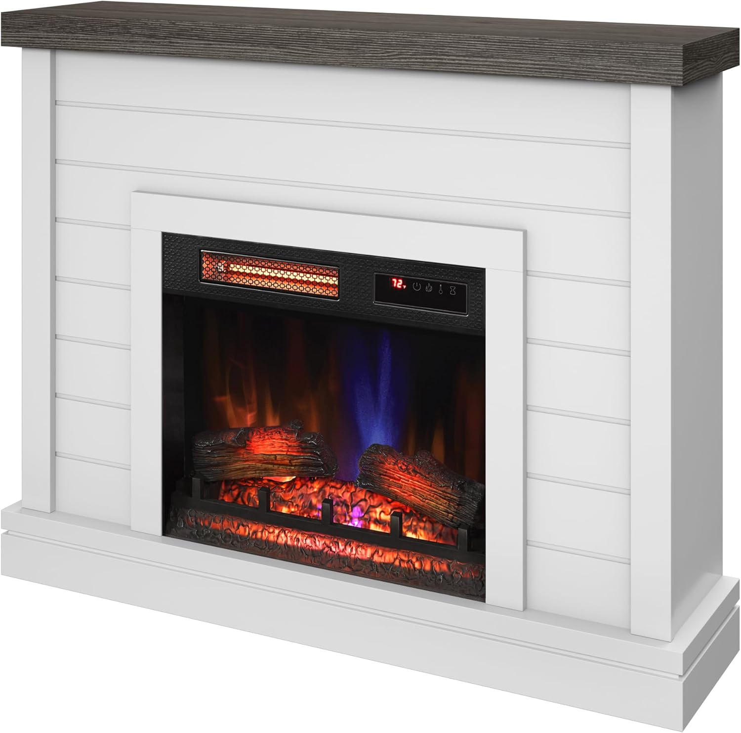 duraflame® Shiplap Wall Mantel Electric Fireplace, Bright White