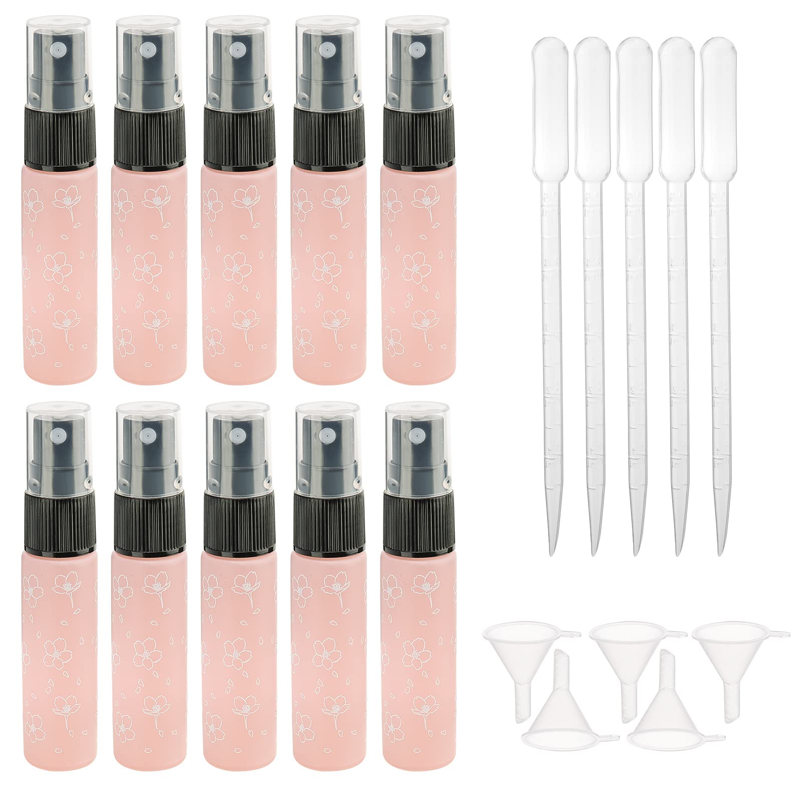 Kesell 10 Pieces Glass Spray Bottle, 10 ml (1/3 oz) Fine Mist Sprayer Bottles, Portable Refillable Travel Perfume Container, Empty Small Spray Bottle