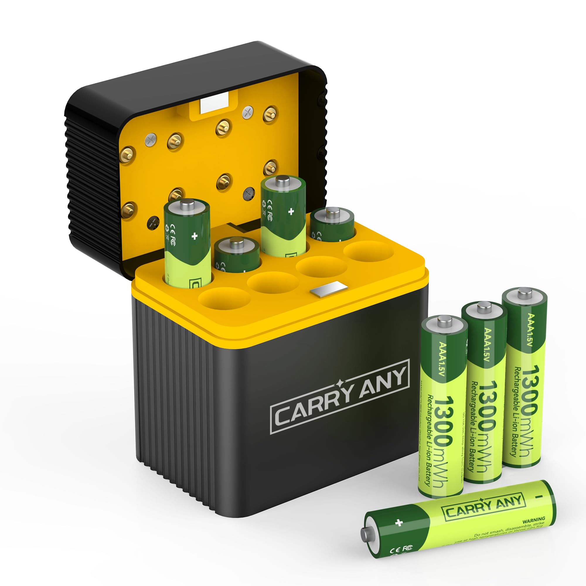 8-Pack Rechargeable AAA Lithium Batteries with Smart Charger, 1300mWh High Capacity Triple A Li-ion Battery, 1.5V Output for Blink Camera, Xbox Controller, Remote, 1600+ Cycle