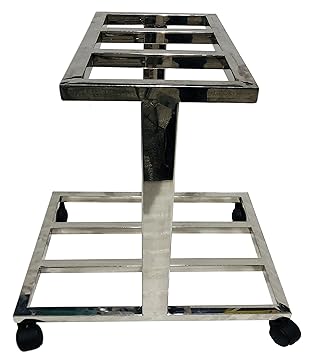 P P CHAIR Office Home Stainless Steel SS Topless Inverter Trolley for Double Inverter Battery for Home Office with Wheels and SS Frame for Double Inverter Battery