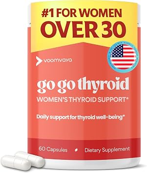 VoomVaya Go Go Thyroid - Thyroid Support for Women 30+ Female-Focused Hormonal Balance & Thyroid Supplement with Iodine, Selenium & L Tyrosine - 3rd Party Tested - 60 Capsules