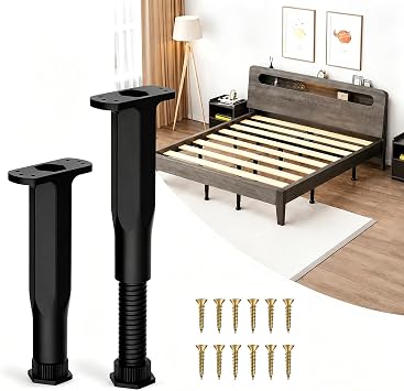 Adjustable Height Bed Support Legs, Heavy Duty Telescopic 8.5"-14.5" Center Support for Sagging Bed Frame, Furniture Riser for Mattress Slat, Replace Broken Furniture Legs2PCS