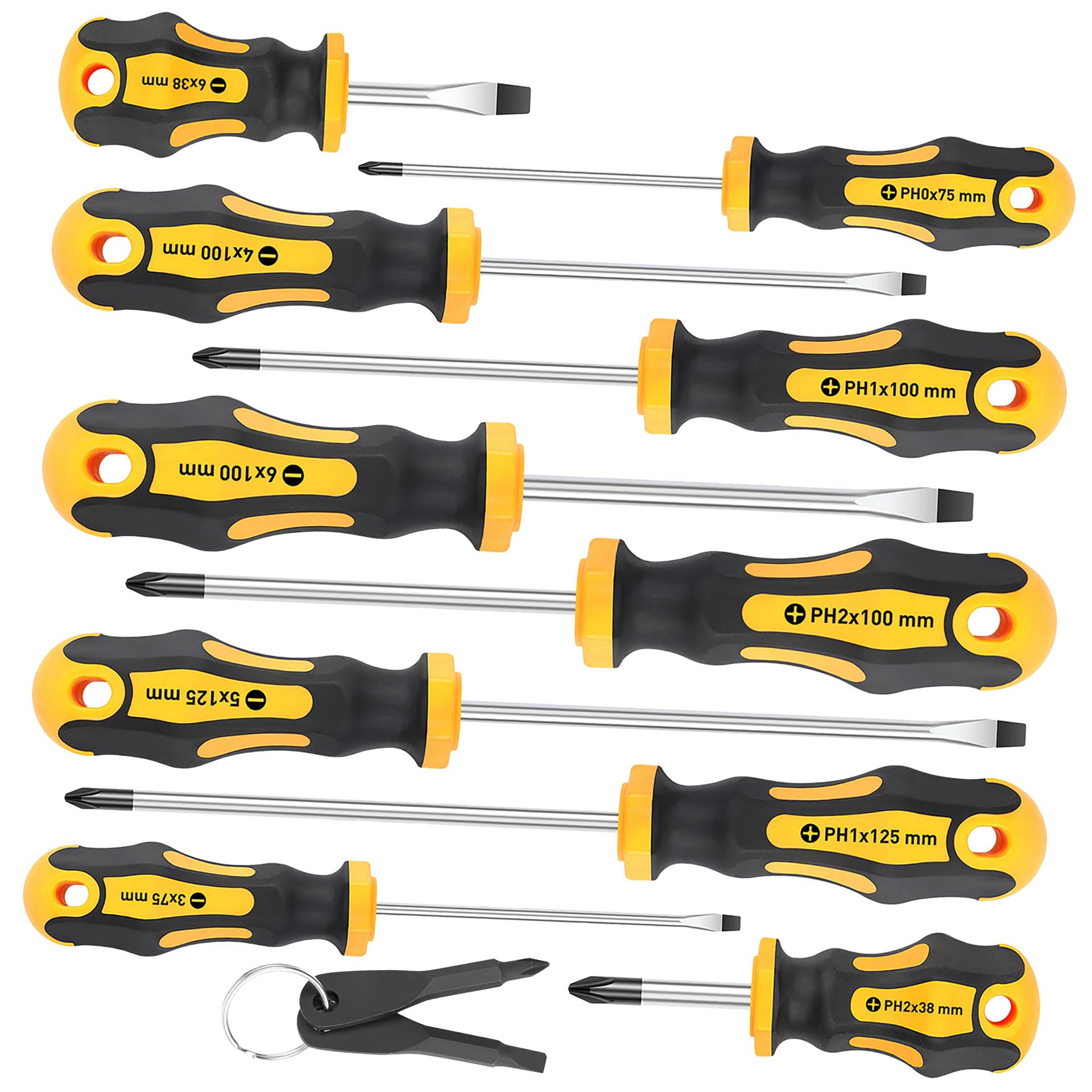 Rgybao Yellow 12Pc Attractive Wrenches Professional Set Search Engine Steel Shafts Ergonomic Holds Storage Container Professional Attractive Driver Set