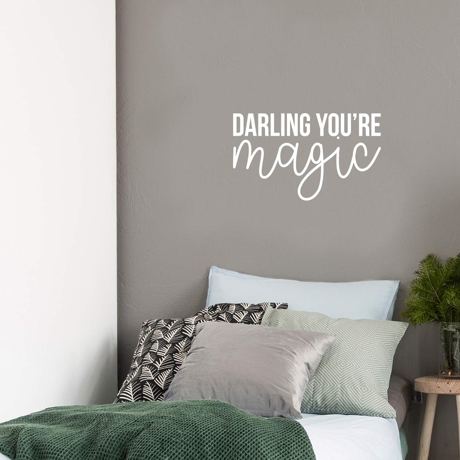 Vinyl Wall Art Decal - Darling You're Magic - 13" x 22" - Modern Inspirational Self Esteem Quote Sticker for Girls Bedroom Closet Bathroom Home Office Kids Room Decor (White) image 2