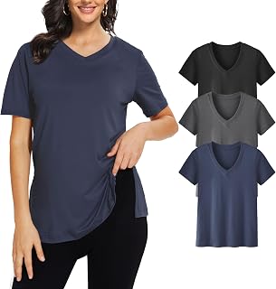 Showitty 3 Pack V Neck T Shirt for Women Plus Size, Short Sleeve Casual Tops Summer 2025 Basic Tees