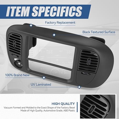 Miniatura 7 de Visera con bisel del panel delantero compatible con Ford F-150 Expedition 4WD 1997-2004, marrón texturizado