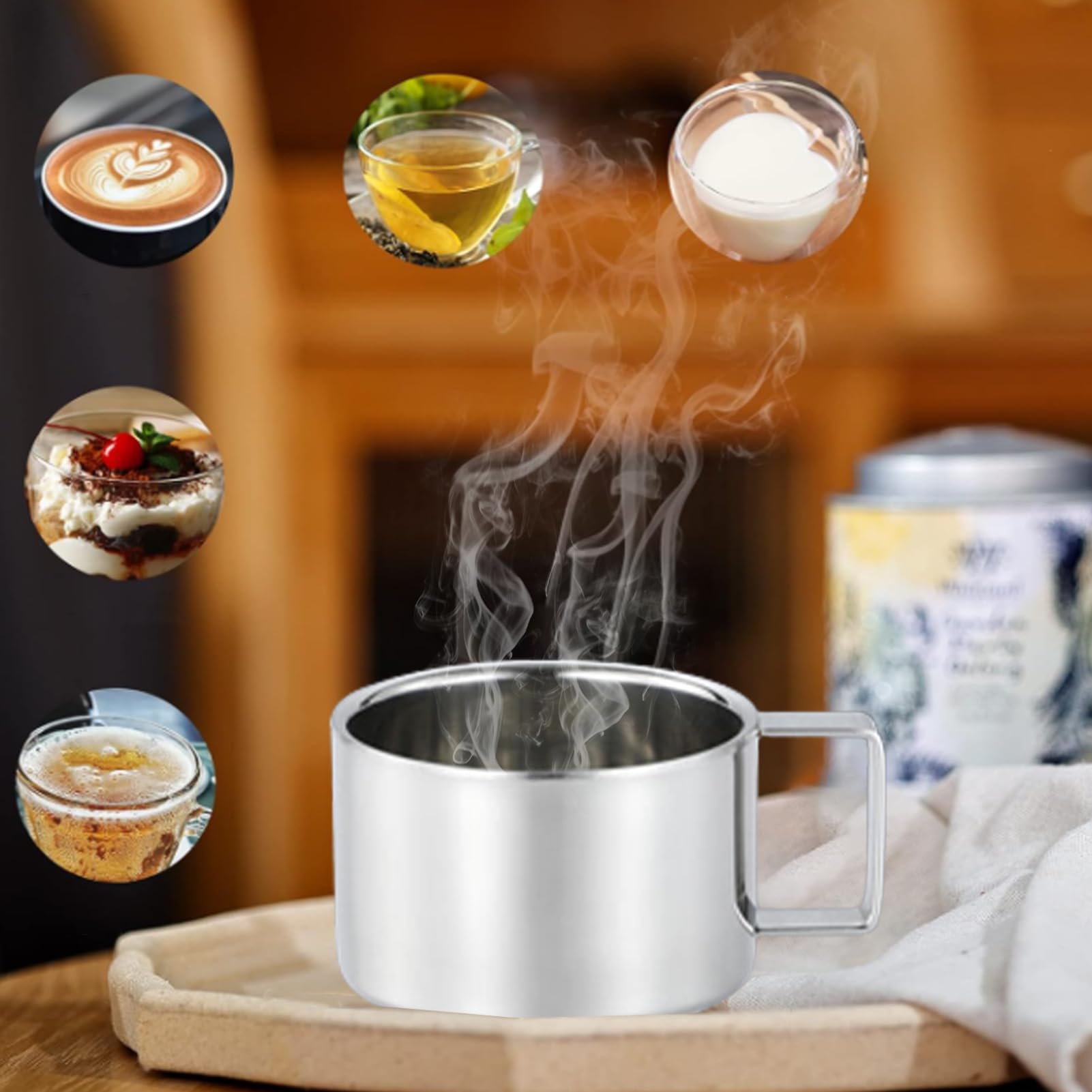 com-four® 2x tazza termica in acciaio inossidabile - 220 ml ciascuna - tazza isolata a doppia parete - tazza da caffè infrangibile - tazza termica per bere - tazza da campeggio