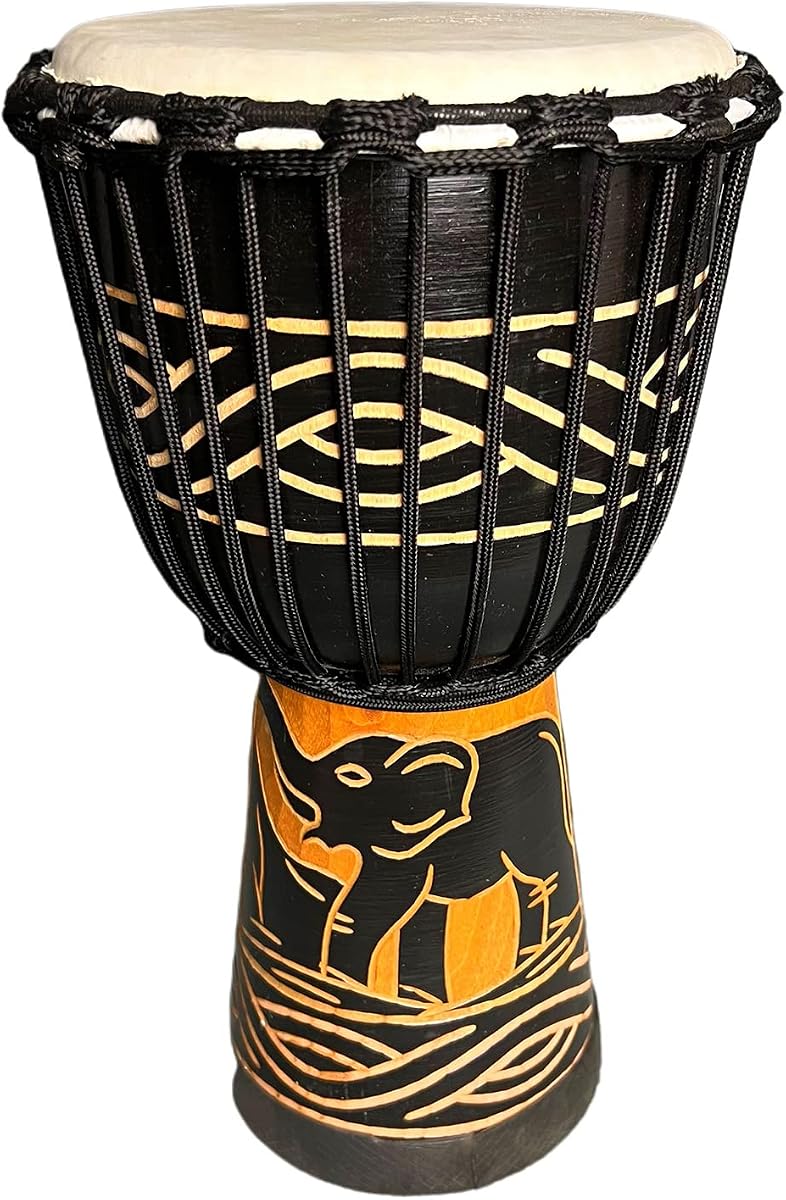 Tambor Djembe de 8 pulgadas, instrumento musical, tambor africano, bongo (elefante negro)