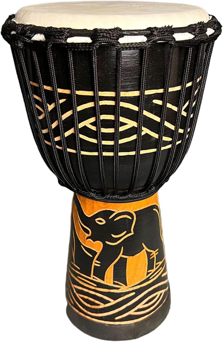 NA SDFEGHT Djembe Drum 8'' Hand Drum Musical Instrument African Drumk, Bongo (Black elephant)