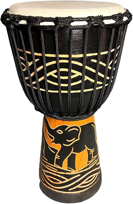 Tambor Djembe de 8 pulgadas, instrumento musical, tambor africano, bongo (elefante negro)