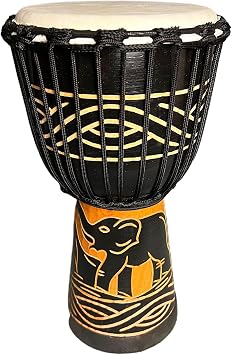 SIPSOCE Djembe Drum 8'' Hand Drum Musical Instrument African Drumk, Bongo (Black elephant)