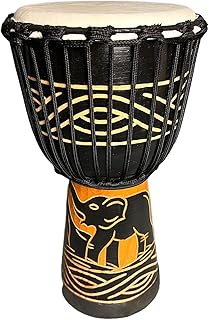 SIPSOCE Djembe Drum 8'' Hand Drum Musical Instrument African Drumk, Bongo (Black elephant)