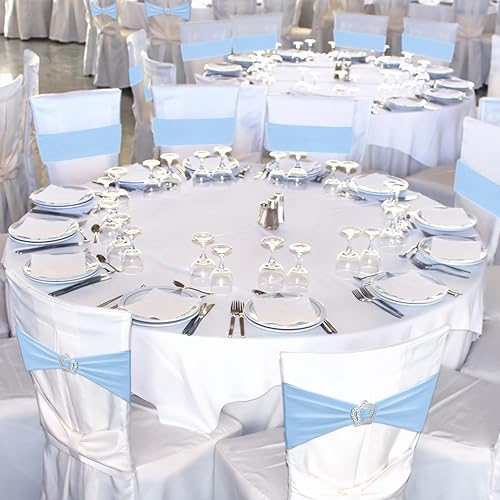 Miniatura 5 de VitalCozy 100 bandas de elastano para sillas con hebilla de corona, bandas elásticas de elastano para fundas de silla, lazos con hebilla deslizante